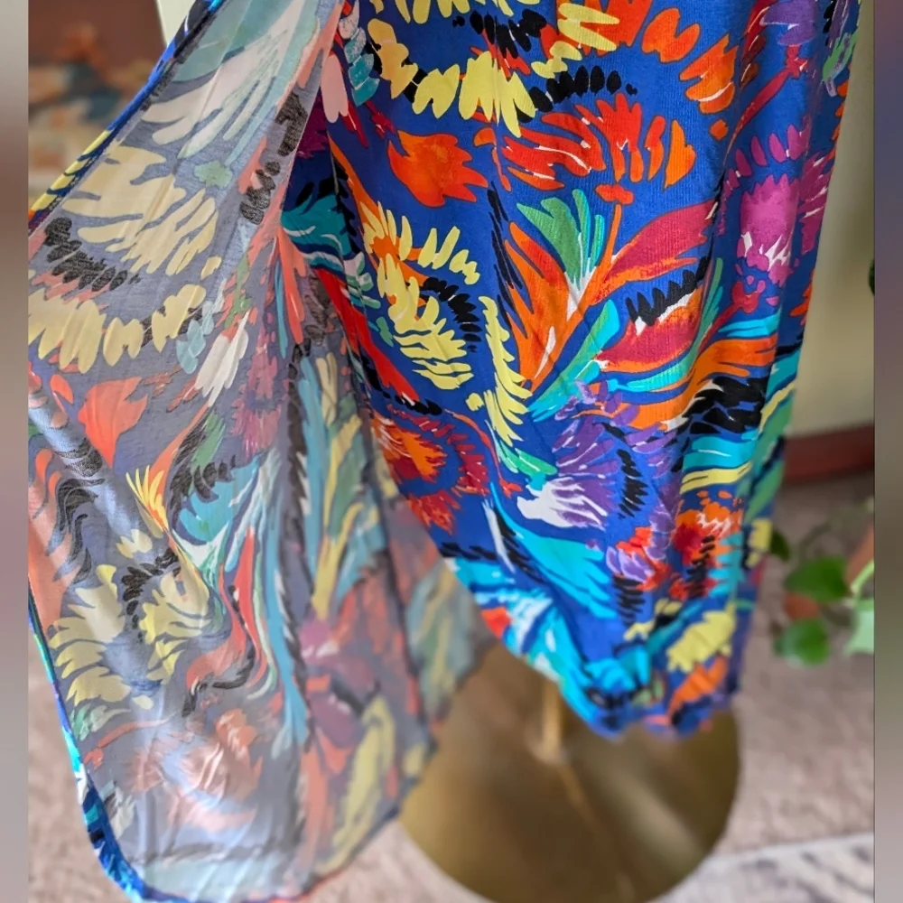 Spense Vibrant Multi-Color Faux Wrap Floral Sleeveless Maxi Dress - Size Small - Picture 6 of 11